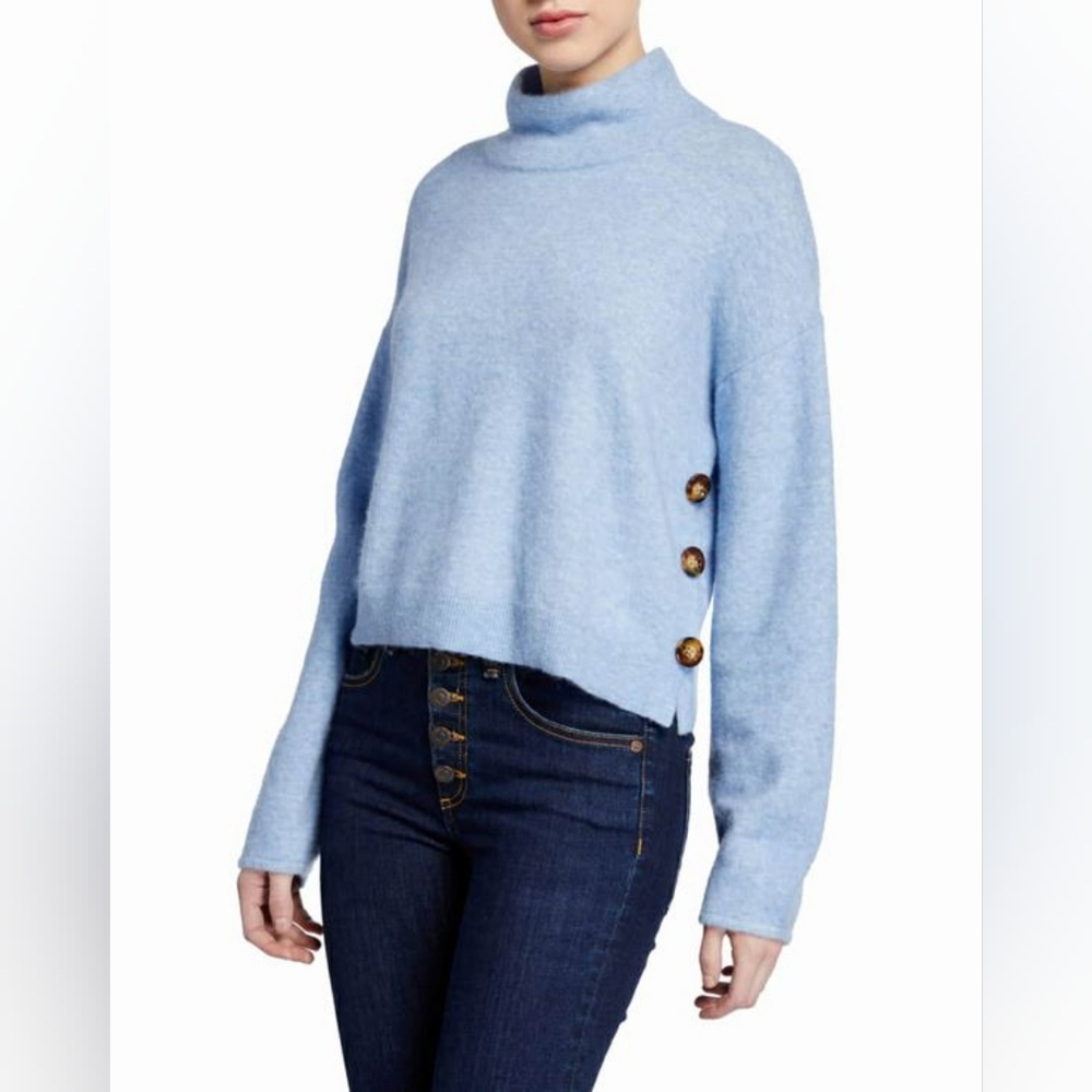 Veronica Beard Light Blue Sweater with Side Buttons